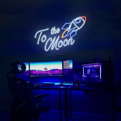 Moon Neon Sign, Neon Signs Quotes, Original Wall Decor, Neon Wall Signs, Bar Outdoor, Love Neon Sign, Infinity Mirror, Hello Sign, Restaurant Signs