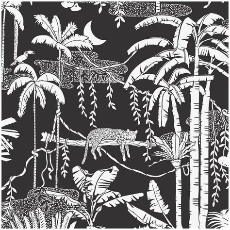 Motif Jungle, Printed Wallpaper, Jungle Pattern, Jungle Wallpaper, Jungle Print, Retro Wallpaper, Modern Wallpaper, Print Wallpaper, Animal Wallpaper