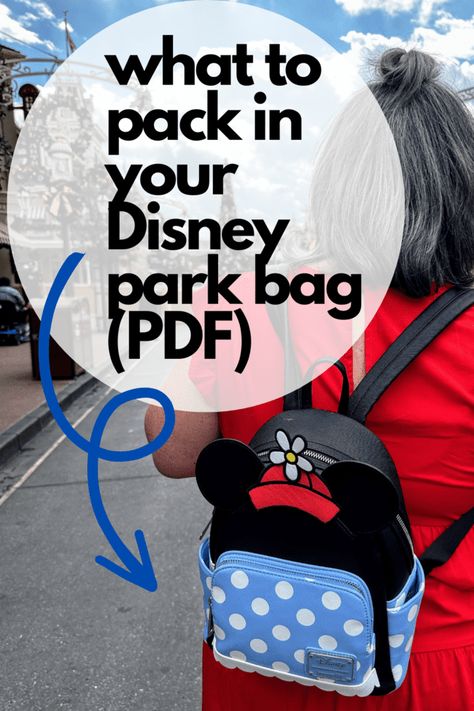 What To Pack In Disney Backpack, Best Disney Snacks To Pack, Disney Day Bag Essentials, Packing Snacks For Disney, Disney Park Bag Packing Lists, Disney Day Bag Packing Lists, Best Bags For Disneyland, Disney What To Pack, Disney World Packed Lunch Ideas