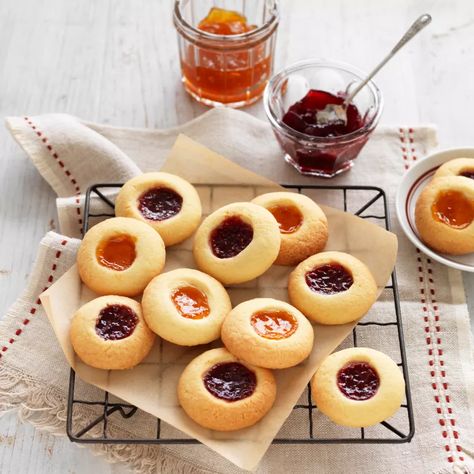 Jam Drop Biscuits Recipe | myfoodbook Mini Jam Tarts, Jam Biscuits Aesthetic, Jam Drops Recipe Biscuits, Eggless Jam Cookies, Jam Filled Shortbread Cookies, Jam Drop Biscuits, Trending Cookies, Drop Biscuits Recipe, Christmas Shortbread