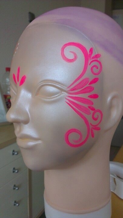 Pink Day Face Paint, Pink Out Face Paint Ideas, Music Festival Face Paint, Pink Face Paint School Spirit, Pink Face Paint Ideas, Glow In The Dark Face Paint, Pink Out Face Paint, Face Paint Pattern, Barbie Face Paint