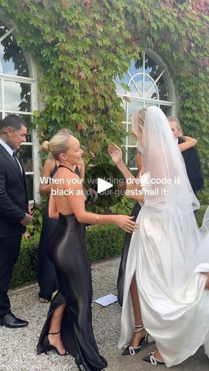 17K views · 6.8K reactions | This wedding is giving the ultimate chic vibes! 🖤  Would you rock a black dress code for your special day? ✨  Video credit: @behindthescenessocials on TikTok Bride: @bronte_isabelle   #weddings #blackandwhitewedding #weddinginspiration #weddinginspo #weddingtheme #bride #bridetobe #bridetobe2024 #bridetobe2025 #weddingguest | Bridebook Wedding All Black Dress Code, Black Dresscode Wedding, Black Wedding Dress Code, Black Dress Code Wedding, Wedding Dresscode, The Wedding Bliss, Wedding Content, Bridal Squad, Dress Code Wedding