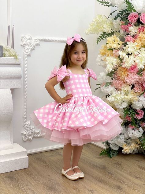 Barbi Dress - CASALINA COUTURE Barbie Birthday Dress, Barbie Doll Dress, Kids Pageant Dresses, Dress Barbie Doll, Fashion Sewing Tutorials, Baby Dress Patterns, Barbie Birthday, Baby Frocks Designs, Barbie Party