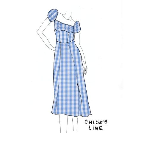 Gingham Fashion Illustration, Checks Print, Blue Gingham Dress, Gingham Fashion, Dress Illustration, Dress Inspo, One Drop, Blue Gingham, Gingham Dress