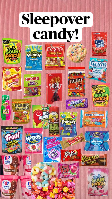 #candy #sleepovercandy #preppy #aethetic #preppyaesthetic #cute #candyaesthetic #snacks #sleepover Sleepover Candy, Snacks Sleepover, Fun Sleepover Activities, Snack List, Sleepover Essentials, Sleepover Snacks, Fun Sleepover Games, Birthday Sleepover Ideas, Snacks List