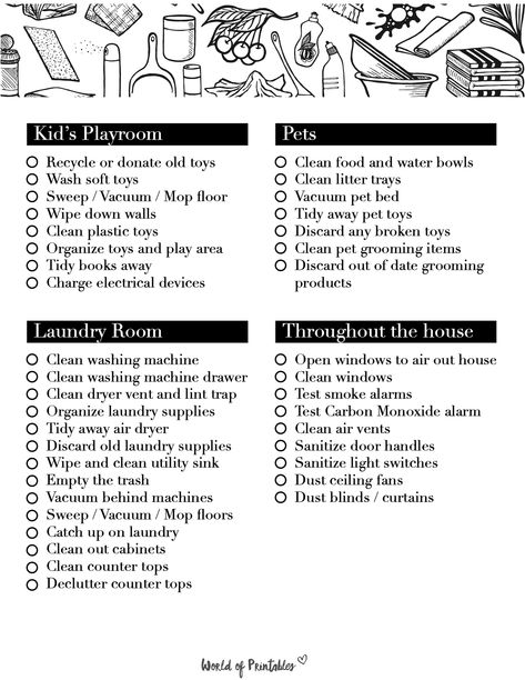 Spring Cleaning Checklist, Todo List, Cleaning Checklist, Spring Cleaning, Cleaning Hacks