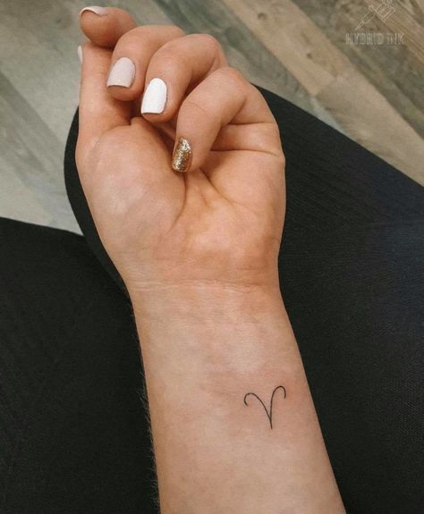 Aries Sign Tattoo, Small Aries Tattoo, Aries Tattoo Minimalist, Taurus Tattoos, Aries Tattoo, Astrological Symbols, Aries Sign, Petite Tattoos, Symbol Tattoos