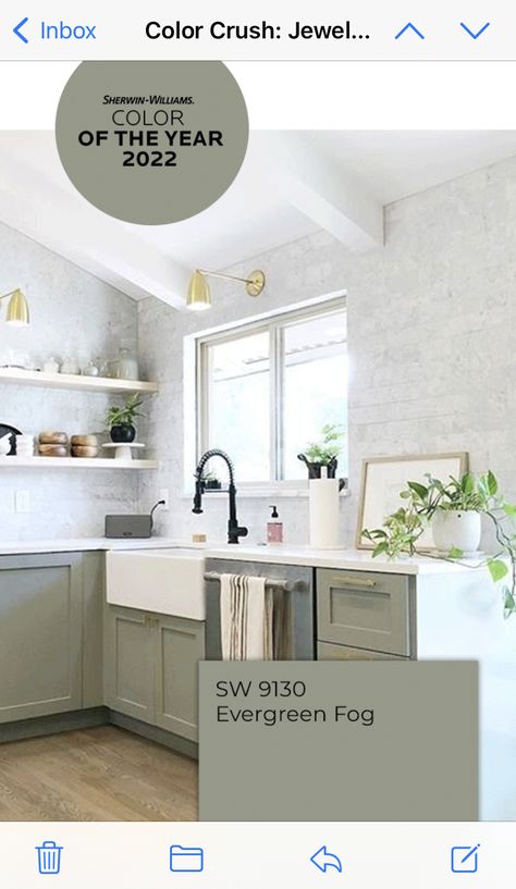 Grey Walls Green Cabinets, Simple Kitchen Paint Colors, Green Grey Backsplash Kitchen, Kitchen Remodel Paint Colors, Cute Kitchen Color Schemes, What Color Appliances White Kitchens, Green Walls With White Cabinets, Green Kitchen Cabinets 2023, 2023 Kitchen Trends Green