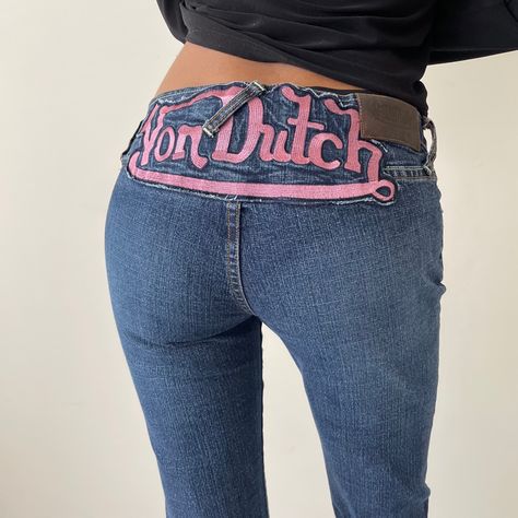 Von Dutch Pants, Von Dutch Aesthetic, Alternative Fits, Von Dutch Jeans, Diff Aesthetics, Y2k Von Dutch, 90s Things, Elastic Jeans, Closet Tour