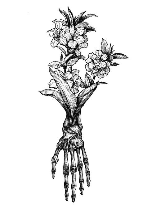 In Bloom - Herbarium on Behance Herren Hand Tattoos, Framed Tattoo, Kunst Tattoos, Inspiration Tattoos, Wolf Tattoo Design, Geniale Tattoos, Tiny Tattoo, Dream Tattoos, Skull Tattoos