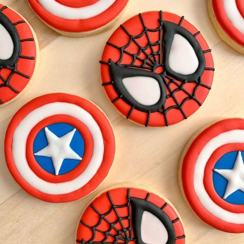 Captain America Cookies, America Cookies, Spiderman Cookies, Fake Bake, Vanilla Sugar, Icing Cookies, Royal Icing Cookies, Royal Icing, Captain America