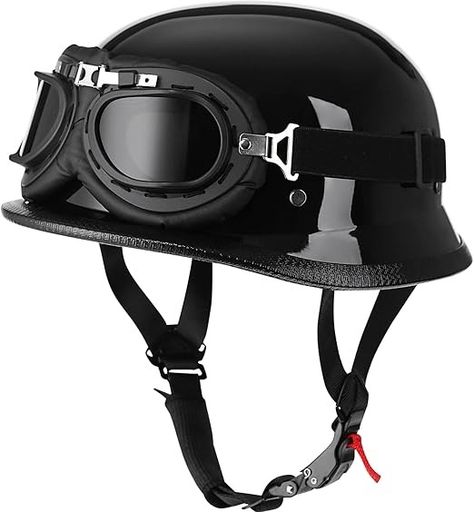 Amazon.com: Yesmotor Helmet Half Shell German Motorcycle Helmet with Cycling Glasses - DOT Approved : Automotive German Motorcycle Helmet, German Motorcycle, Motorcycle Helmets Half, German Helmet, Star Motorcycles, Half Helmets, Urban Commuter, Cycling Glasses, Motorcycle Helmet