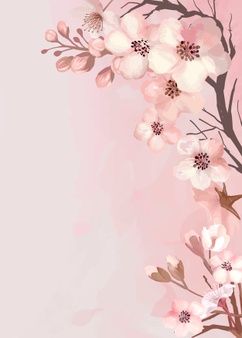 Flor de cerezo marco | Vector Gratis Cherry Blossoms, Pink Background, Cherry Blossom, Hand Drawn, Blossom, Cherry, Floral, Pink