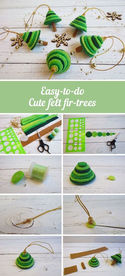 How To Make Christmas Tree, Diy Christmas Tree Ornaments, Felt Christmas Decorations, Christmas Tree Garland, Felt Christmas Tree, Diy Felt, Easy Christmas Crafts, Fir Tree, Felt Christmas Ornaments