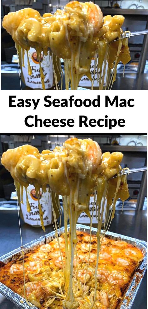 Seafood Mac  Cheese Recipe Seafood Mac And Cheese Recipe, Easy Cooking Ideas, Seafood Mac And Cheese, Easy Mac N Cheese, Cheesy Macaroni, Macaroni Recipes, Macaroni Pasta, Mac Cheese Recipes, Easy Seafood