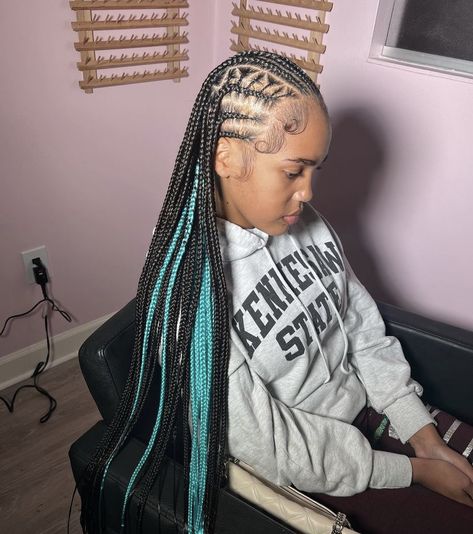 Neck Length Hair Cuts, Birthday Braids, Protective Braids, Colored Box Braids, Hype Hair, Hair Puff, Birthday Hairstyles, Quick Weave Hairstyles, Braided Cornrow Hairstyles