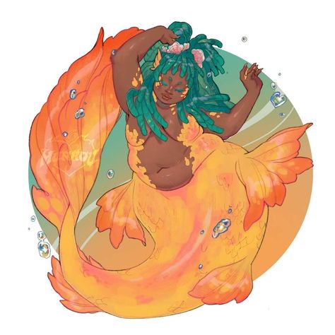 Body positivity mermaid Thick Mermaid, Pisces Character Design, Sea Creature Mermaid, Mermaid Design, Mermaid Oc, Plus Size Mermaid Art, Mermaids Based On Fish, Curvy Mermaid Art, Monster Mermaid Art