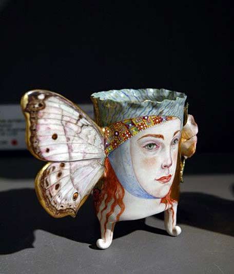 Irina-Zaytceva Mother of Pearl Butterfly Arte Peculiar, Keramik Design, Porcelain Art, Ceramic Vessel, Ceramic Ideas, Ceramic Cup, Clay Ceramics, Land Art, Ceramic Clay