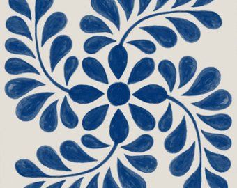 Bathroom Back Splash, Indigo Pattern, Tiles For Kitchen, Floor Decals, Painting Tile Floors, Painted Floor, Floor Decal, Tile Decals, Soyut Sanat Tabloları