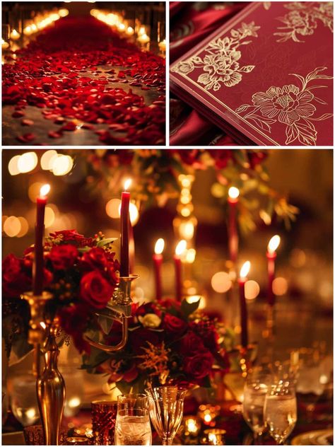 Royal Red and Gold Wedding Theme Ideas You Must See! Red And Gold Wedding Theme, Gold Wedding Theme Ideas, Romantic Red Wedding, Fairy Wedding Theme, Red And Gold Wedding, Red Gold Wedding, Mexican Themed Weddings, Wedding Theme Ideas, Red Tablecloth