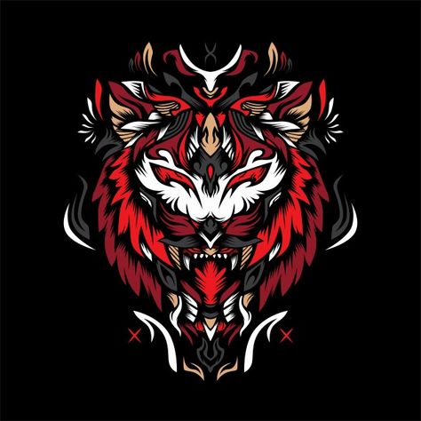 Japanese Oni Mask, Tiger Vector, Lovers Images, Lion Vector, Japanese Oni, Oni Mask, Tiger Logo, Black Lion, Red Tiger