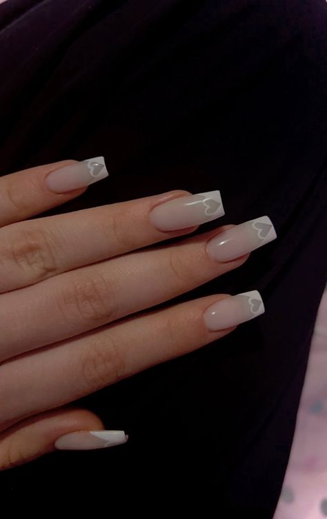 Milky White And Red Nails Acrylic, Nail Inspo Milky White Design, White French On Milky White, Milky White Nails With Design French, Mail Inspo White, Milky White Nails French Tip, Acrylic Nails White Design, Nail Idea White, Milky White And Red Nails