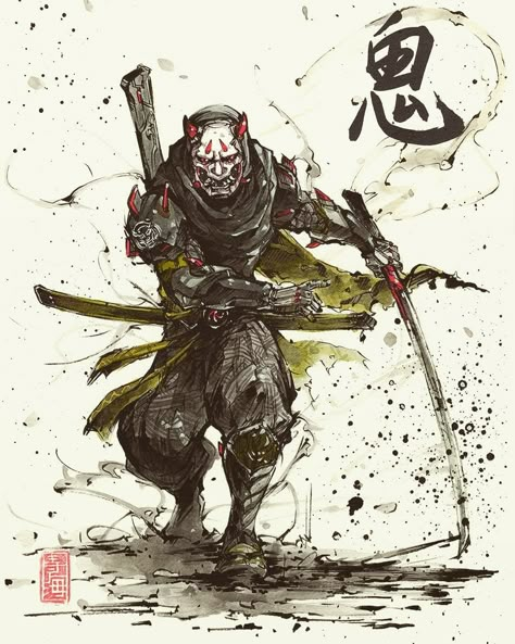 Demon Samurai, Samurai Drawing, Samurai Concept, Guerriero Samurai, Oni Samurai, Japanese Art Samurai, Arte Ninja, Samurai Wallpaper, Samurai Artwork