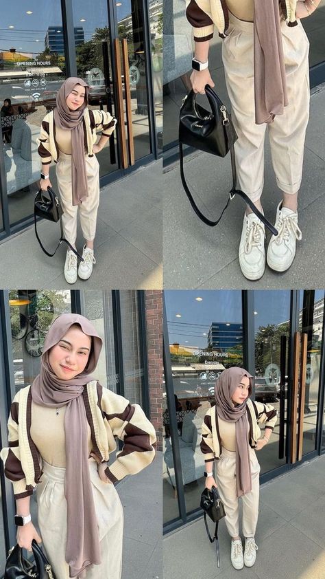 gambar wanita hijab cantik Outfit Cardigan Hijab, Ootd Korean Style Hijab, Outfit Hijab Ideas, Outfit Hijab Simple, Korean Style Hijab, Outfit Ideas Hijab, Outfit Ngampus, Ootd Korean Style, Outfit Hijab Casual