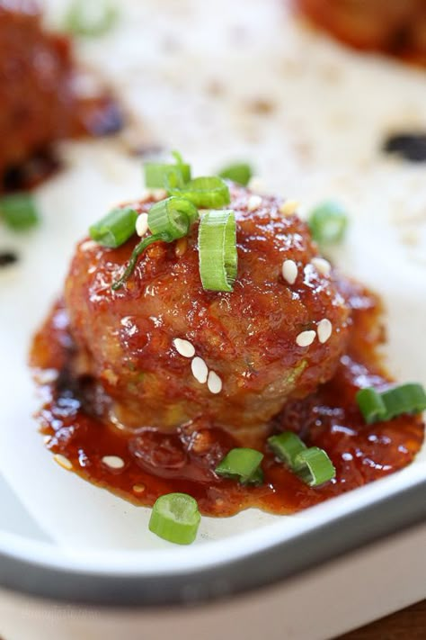 Gochujang Glaze, Korean Turkey, Asian Turkey Meatballs, Asian Turkey, Turkey Meatball, Turkey Meatballs, Skinny Taste Recipes, Ground Turkey Recipes, Food Tasting