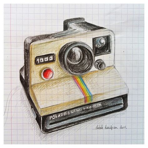 #drawing Paris Drawing, Camera Drawing, Camera Art, Polaroid Camera, Old Camera, Amazing Drawings, Sketchbook Inspiration, A Drawing, Pencil Drawing