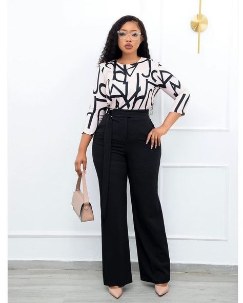 Black Palazzo Outfit, Blouse And Trousers Outfit, Palazzo Outfit, Official Wear, Tree Swings, Corporate Attire Women, Cute Professional Outfits, Official Dresses, Fashionable Work Outfit