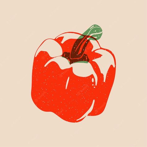 Premium Vector | Pepper. colorful cute screen printing effect. riso print effect.vector illustration. graphic element Chilli Pepper Illustration, Screen Print Inspiration, Bell Pepper Art, Vector Art Design Graphics, Riso Print Illustration, Paprika Illustration, Riso Effect, Screen Print Ideas, Chilli Vegetarian