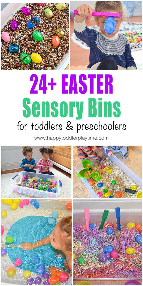 24 Easter Sensory Bins - Happy Toddler Playtime Cabinets Styles, Easter Sensory, Easter Activities For Toddlers, Spring Sensory, Easter Crafts Preschool, Easter Crafts For Toddlers, Easter Crafts For Adults, Baby Sensory Play, Fun Easter Crafts