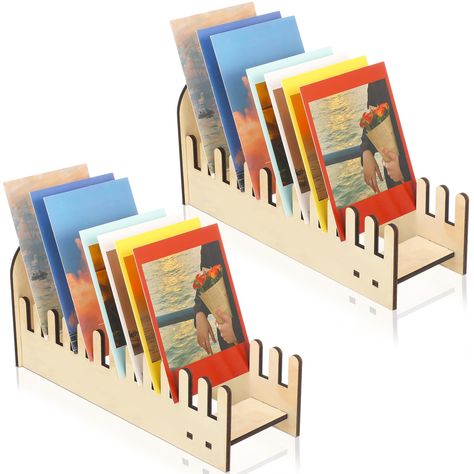 PRICES MAY VARY. Ideally Proportioned Size: the greeting card display rack measures about 10.63 x 3.35 x 5.12 inches, enabling you to display your favorite cards effortlessly, It allows you to showcase a variety of items without taking up too much space Easy Assembly: your package comes with two wooden greeting card display stands with instruction that can be easily assembled; It's ideal for DIY enthusiasts who want to create their own stylish displays Easy Display and Organization: with this gr Sticker Display, Greeting Card Display Stand, Card Display Stand, Greeting Card Holder, Brochure Holder, Greeting Card Display, Retail Counter, Trading Card Storage, Counter Desk