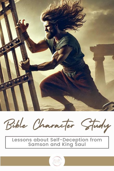 SAMSON BREAKING DOWN A GATE Ignoring Red Flags, Bible Character Study, King Saul, Bible Characters, Reflection Questions, Bible Study Lessons, Character Study, Red Flags, Names With Meaning