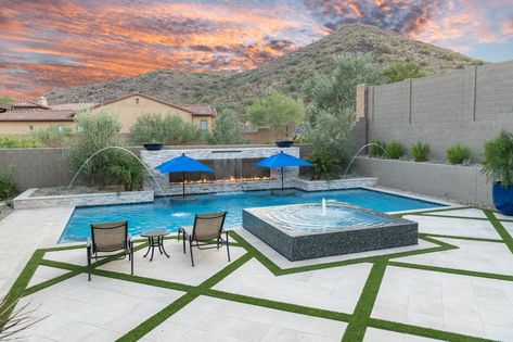 Arizona Pool Decking Options And How To Choose - California Pools & Landscape Arizona Pool Landscaping, Build A Pool, Arizona Pools, California Pools, Backyard Pool Design, Decking Options, Square Pool, Pool Decking, Arizona Backyard