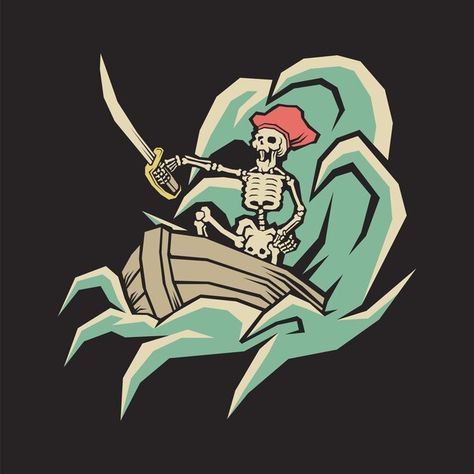 Pirate Tshirt Ideas, Pirate Ship Illustration, Pirate Themed Tattoos, Pirate Vector, Halloween Pirates, Pirate Illustration, Drunken Sailor, Skeleton Pirate, Pirates Illustration