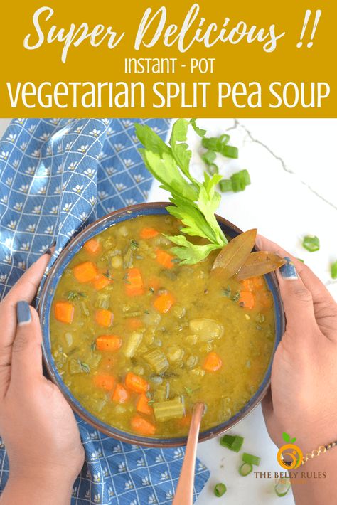 Stew Vegetarian, Hearty Vegetarian Soup, Vegetarian Split Pea Soup, Instant Pot Vegetarian, Split Pea Soup Recipe, Vegetarian Instant Pot, Split Peas, Split Pea Soup, Instant Pot Soup