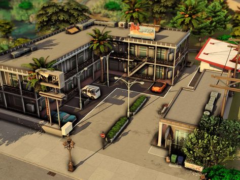 The Sims Resource - Roadside Motel (NO CC) Sims Oasis Springs, No Cc Builds Sims 4, Oasis Springs Community Lot, Sims 4 Motel Lot, Sims 4 Lots No Cc, Sims 4 Hotel, Sims Lips, Sims4 Lots, Sims Architecture