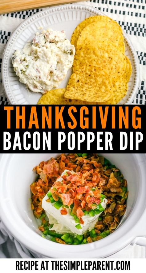 Dip recipes are perfect for the holidays and entertaining. Make this slow cooker bacon jalepeno popper dip for your guests! It's easy to make. You can dump everything in the Crockpot and work on other parts of Thanksgiving dinner! #diprecipes #bacon #jalapeno #thanksgivingrecipes #thanksgivingappetizers Jalepeno Popper Dip Slow Cooker, Bacon Jalapeno Dip, Appetizer Crockpot, Crockpot Dip, Slow Cooker Bacon, Thanksgiving Appetizer, Jalapeno Popper Dip, Crockpot Appetizers, Gluten Free Puff Pastry