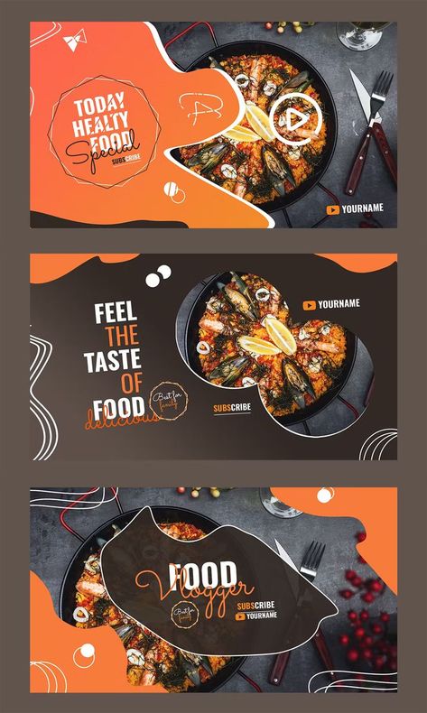 Food YouTube Thumbnail Templates PSD Food Youtube Thumbnail Design, Canva Youtube Thumbnail, Food Thumbnail, Thumbnail Yt, Canva Youtube, Thumbnail Template, Youtube Marketing Strategy, Youtube Thumbnail Template, Youtube Thumbnail Design