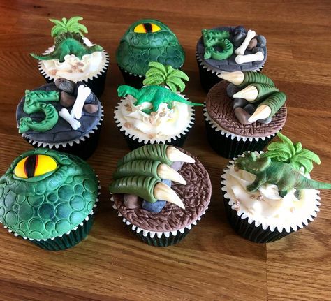 Dino themed cupcakes for our grandson Hadley . What happened to the pretty pastel cupcakes 😟. #growinguptoofast #dinosaurcupcakes… Dinasour Birthday Cupcake Ideas, Buttercream Dinosaur Cupcakes, Dino 1st Birthday Cupcakes, Cupcake And Dino, Dinosaur Party Cupcakes, Dino Cupcakes, Dinosaur Cupcake Toppers Fondant, Birthday Cupcakes Boy, Dinosaur Birthday Theme