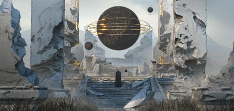 ArtStation - Summoning Scifi Environment, Sci Fi Landscape, Location Inspiration, Fantasy City, Fantasy Art Landscapes, Cyberpunk Art, Environment Concept Art, Fantasy Inspiration, Personal Project