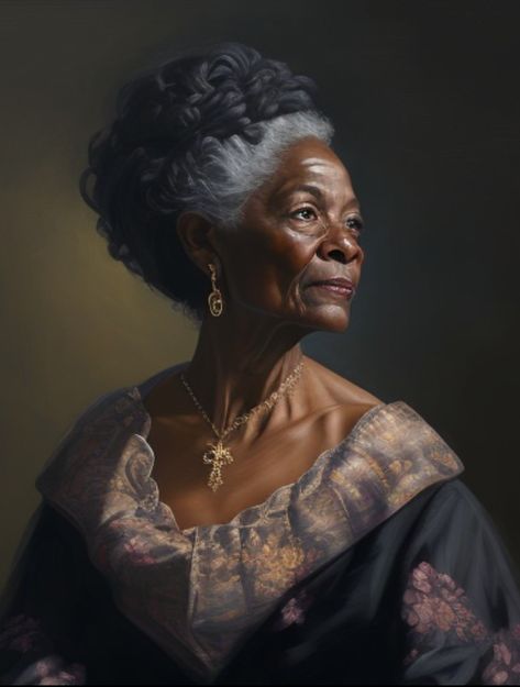 Black Aristocratic Aesthetic, Older Black Woman Art, Old Black Woman Art, Black Character Reference, Old Black Lady, Older Woman Character Design, Dungeons And Dragons Characters, Old Woman, Arte Fantasy