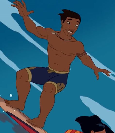 David Kawena, Disney Men Characters, Guy From Lilo And Stitch, Hear Me Out Characters Male Cartoon, Hot Animated Characters Men Disney, Disney Prince Hot Fan Art, Surfer Dude Character Design, David Lilo And Stitch, Male Disney Characters