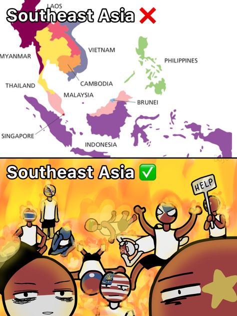 Countryhumans Asean Family, Asean Countries, Asean Family, County Humans, Human Country, Sejarah Asia, Funny Art History, Country Balls, Country Fan