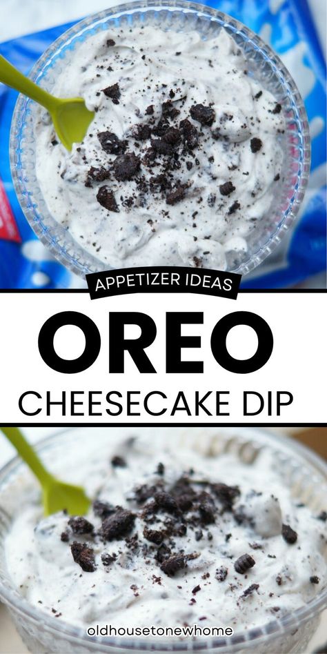 Oreo Cheesecake Dip Recipe. Everyone loves Oreos, so they will all love this dessert dip recipe! Oreo Cheesecake Dip, Cheesecake Dip Recipe, Dessert Dip Recipes, Cookies And Cream Cheesecake, Dessert Dip, Cream Cheesecake, Cheesecake Dip, Dipped Oreos, Dessert Dips