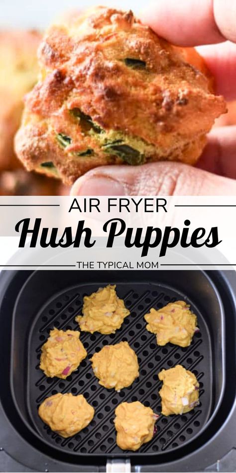 Air fryer hush puppies are the best side or appetizer that's so delicious. This classic side is made with cornbread, flour, salt, baking powder, onions, milk, eggs, and sugar. Easy hush puppies in the air fryer are healthier than the other version because they require no frying. Make these hush puppies today! Air Fryer Hush Puppies Recipe, Hush Puppies Recipe Easy, Easy Hush Puppies, Air Fryer Hush Puppies, Baked Hush Puppies, Hush Puppies Recipe, Best Side Dish, With Cornbread, Side Items