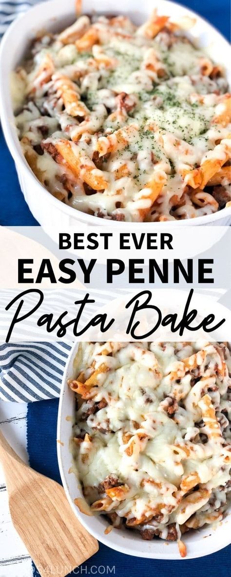 This easy Baked Penne Pasta Casserole is the perfect weeknight dinner. This yummy pasta bake is something your whole family is sure to enjoy! #easydinner #easyweeknightmeal #pastabake #pennepasta #easycasserole Penne Pasta Casserole, Salads For Parties, Fall Salads, Baked Penne Pasta, Spring Salads, Winter Salads, Penne Pasta Recipes, Baked Penne, Salad Inspiration