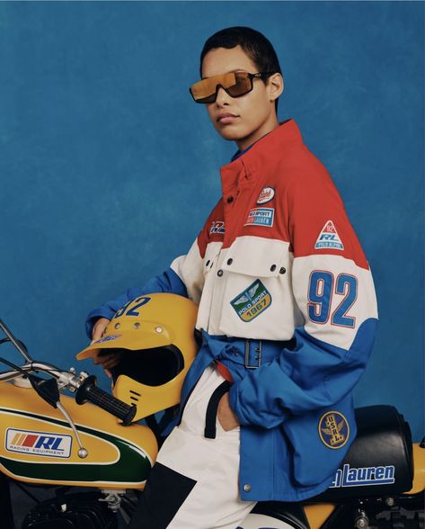 Ralph Lauren Campaign, Vintage Sports Jacket, Ralph Lauren Olympics, Sports Advertising, Ralph Lauren 90s, Bike Photoshoot, Retro Space, Low Life, Retro Sports